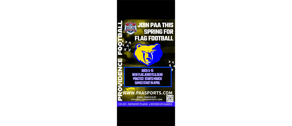 PAA Spring Football Season Now Open!!